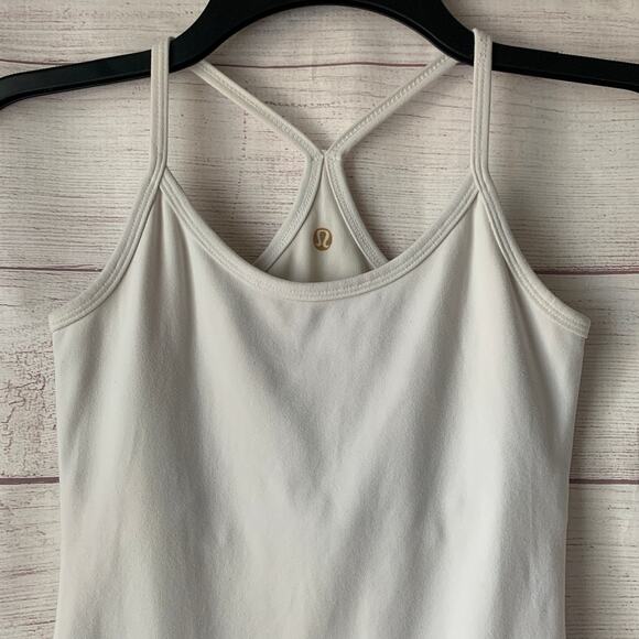 Lululemon White Power Y Tank Top Spaghetti Strap Racerback Built-In Bra - Picture 2 of 16